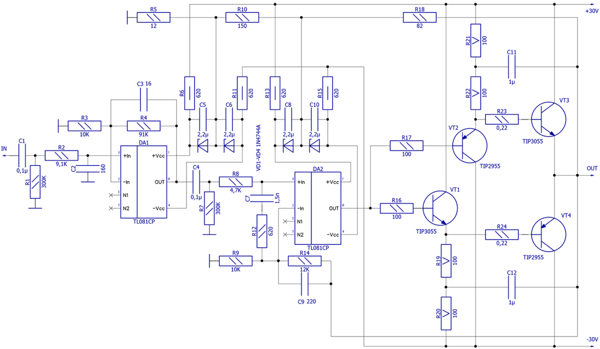 Усилитель схема электрическая принципиальная