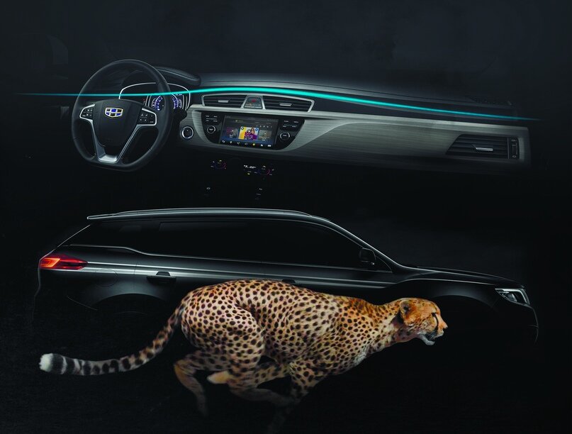             В основу образа лёг силуэт гепарда в прыжке - воплощение скорости и грации.