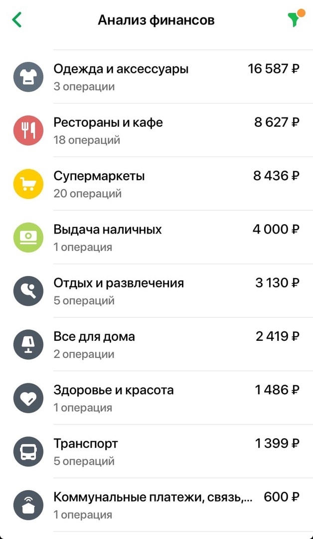 Так может выглядеть сводка расходов за месяц в приложении банка