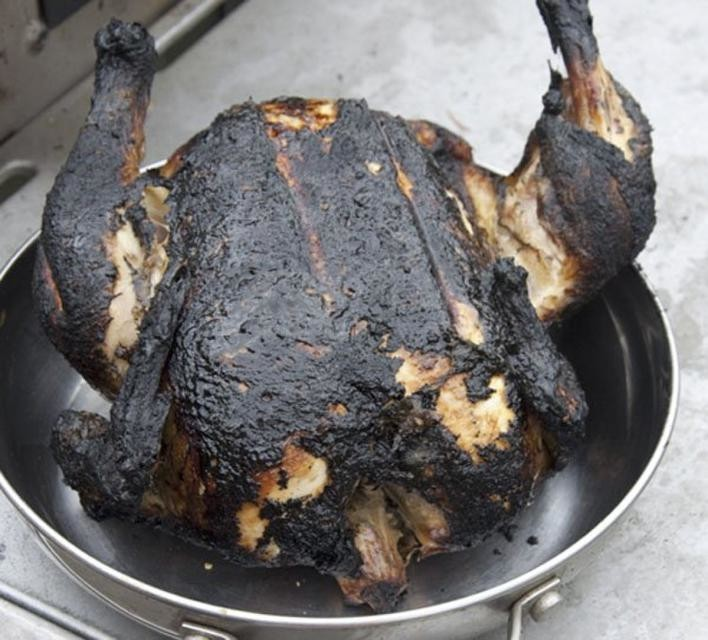 Сгоревшая курица в духовке. Подгоревшая еда. Сгоревшая курица
