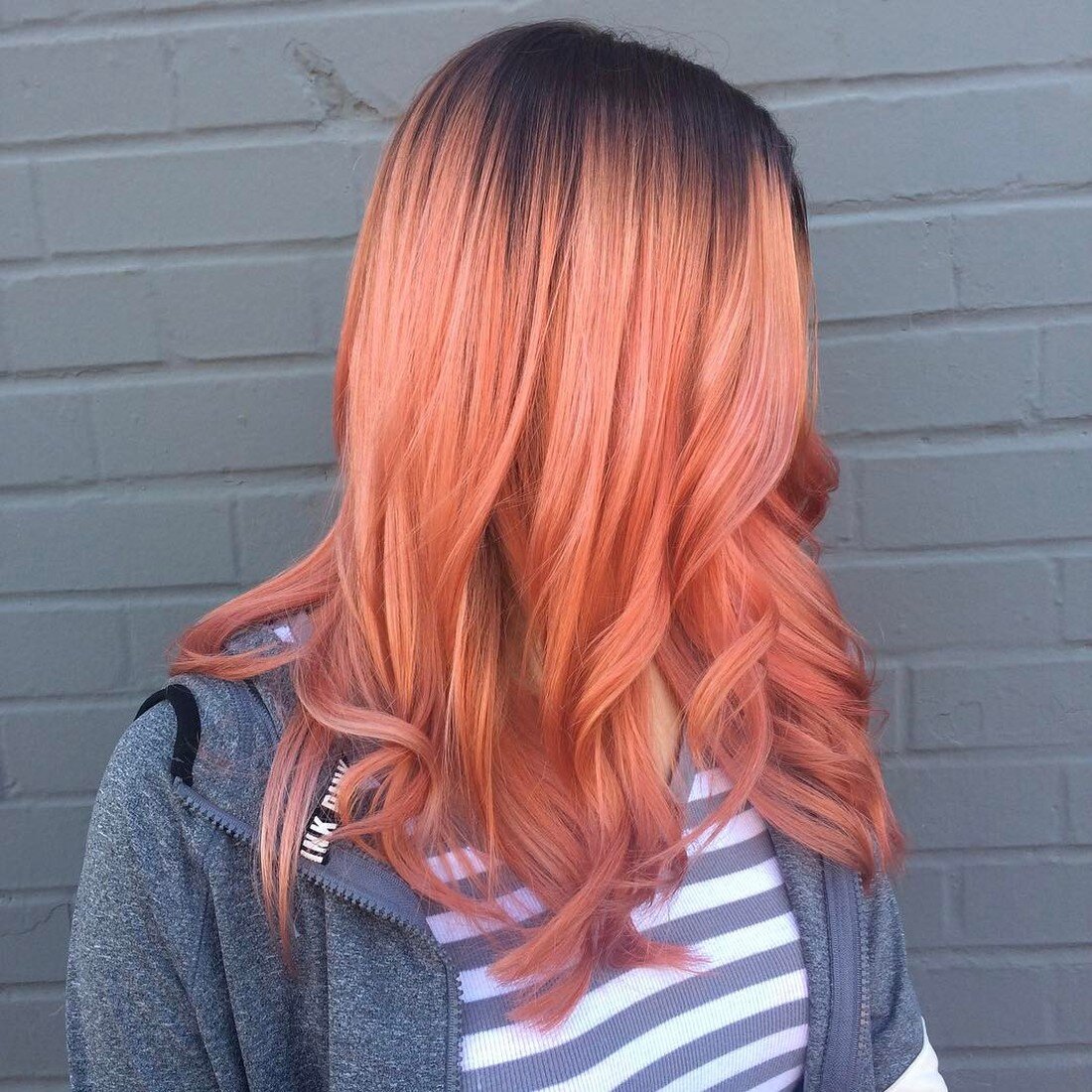 шатуш балаяж рыжий. оранжевые концы. рыжие концы волос. оранжевые концы. окрашивание в рыжий.