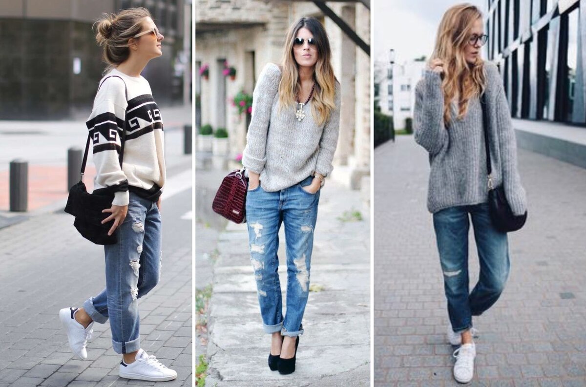 С чем носить джинсы бойфренды осенью?