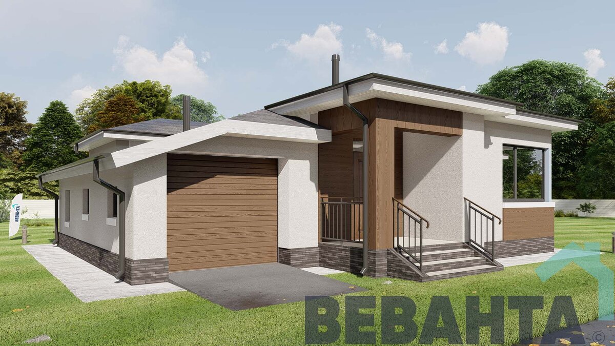 Проектом предусмотрен гараж S=20,93 кв.м. Визуализация с сайта Vevanta.com