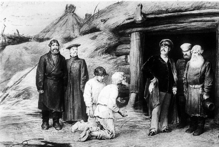 К. Лебедев. "Бурмистр" Иллюстрация к "Запискам охотника" И. Тургенева. 1884