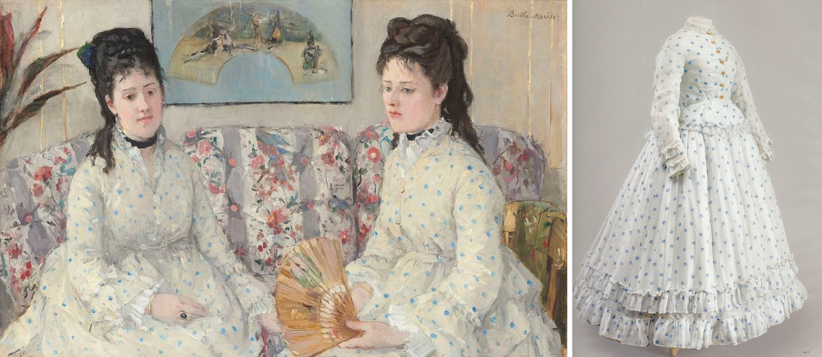 "Сёстры" Берты Моризо, 1869, из коллекции Националной галереи искусств (Вашингтон) и прогулочное платье 1860-х