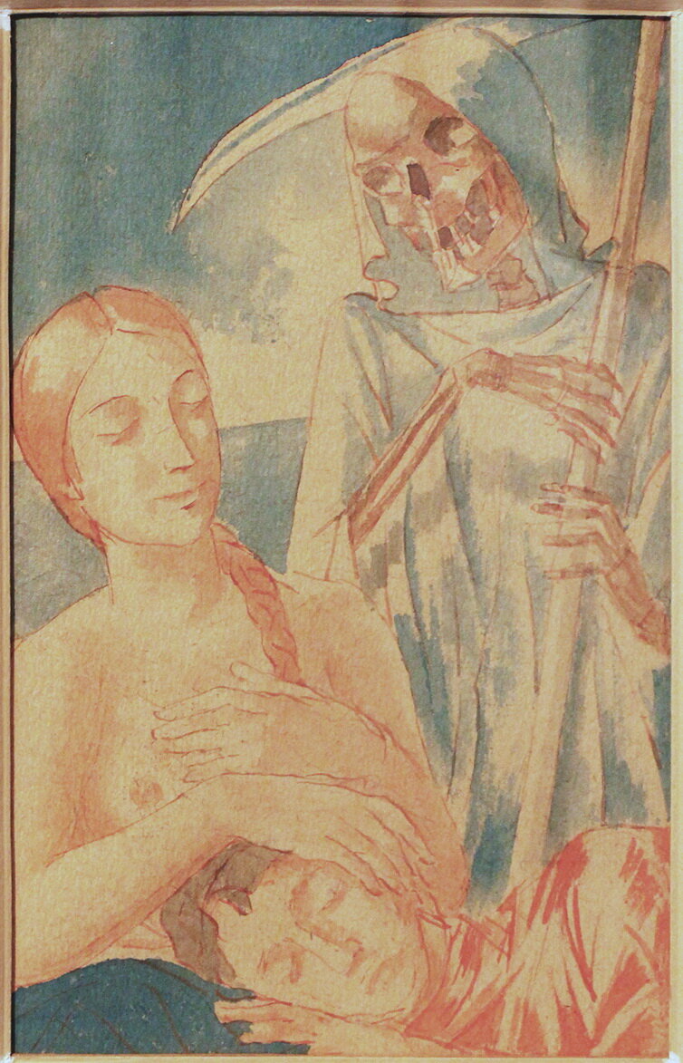 К. Петров-Водкин, Смерть и Дева, акварель, 1932 год