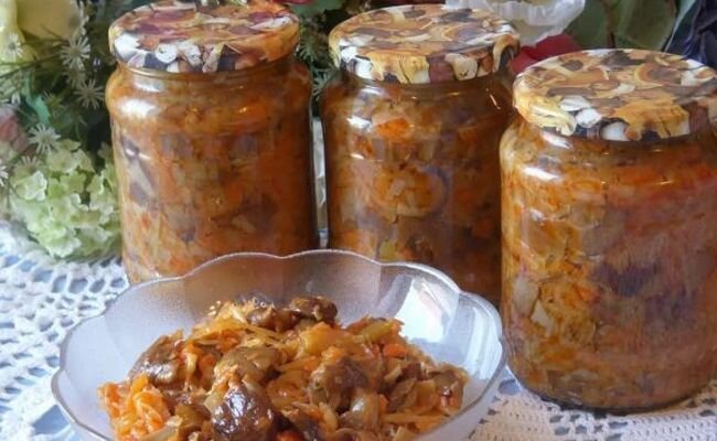 Рецепт вкусной грибной солянки с капустой для консервации на зиму