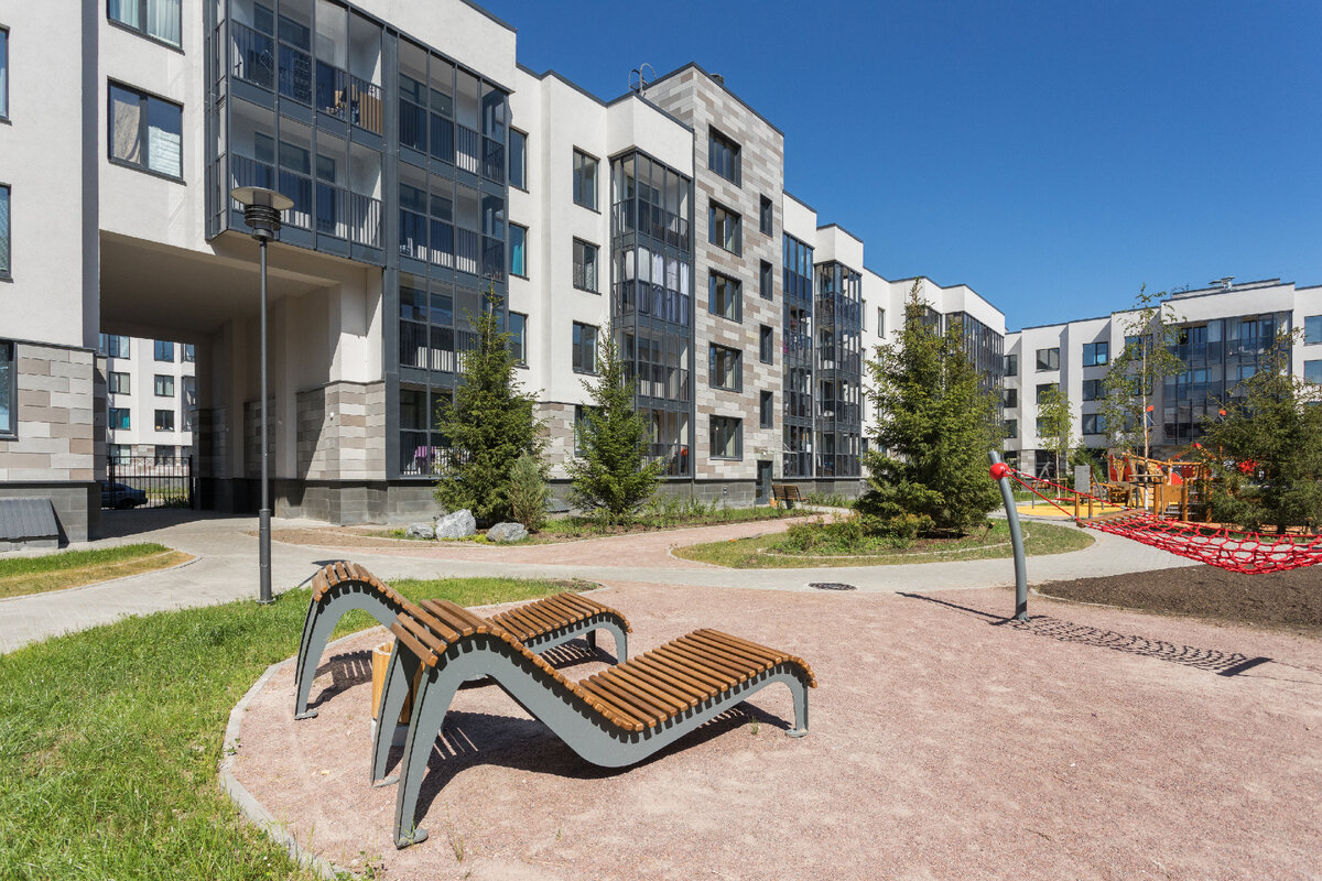 Пример оформления двора в пейзажном стиле в ЖК "Солнечный город. Резиденции"