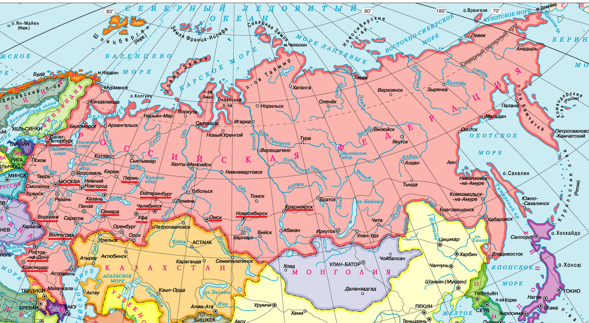 Города-миллионеры обозначены красными линиями (из открытых источников)