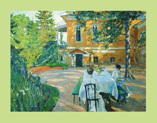 Фотография (на фоне) картины С. Виноградова "Летом" (из свободных источников)