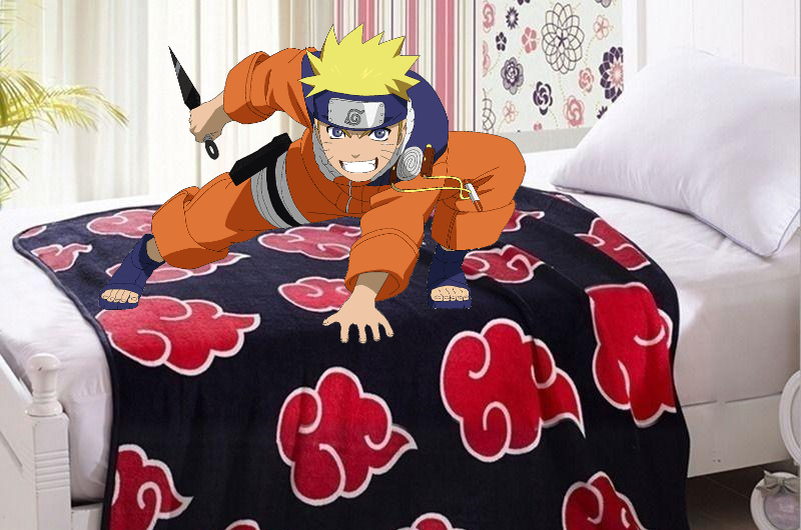 Комнатный  Наруто счастлив, теперь он забудет о своей мечте стать Хокаге и будет днями напролёт смотреть аниме укутавшись в тёплый плед 