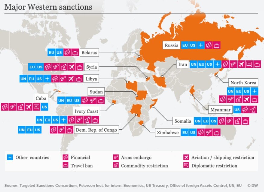 Карта стран санкции