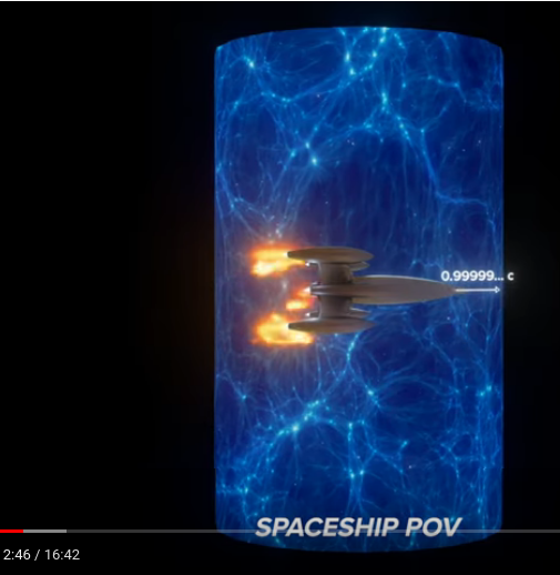 Кадр из https://www.youtube.com/watch?v=6MfJ59lkABY Сокращение POV означает Point Of View, или "точка зрения". Кстати, факел выхлопа лишний, корабль должен лететь по инерции, иначе это уже не инерциальная система с лишними оговорками.