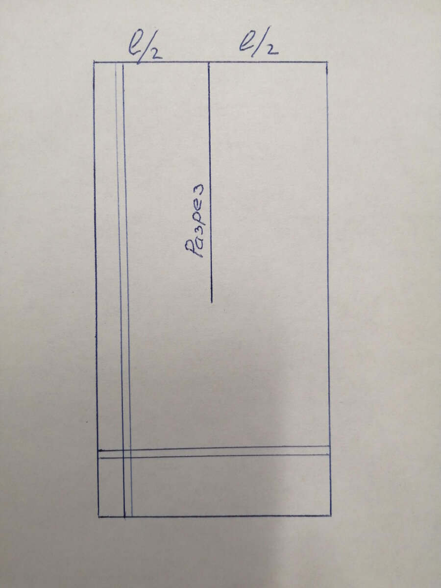 Полотно из дели. Показано направление ячеек и будущий разрез.