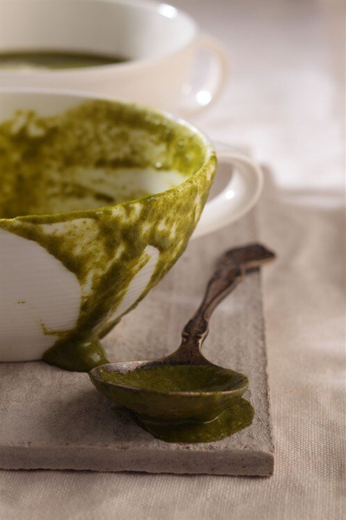    Крем-суп из шпината и смеси салатов