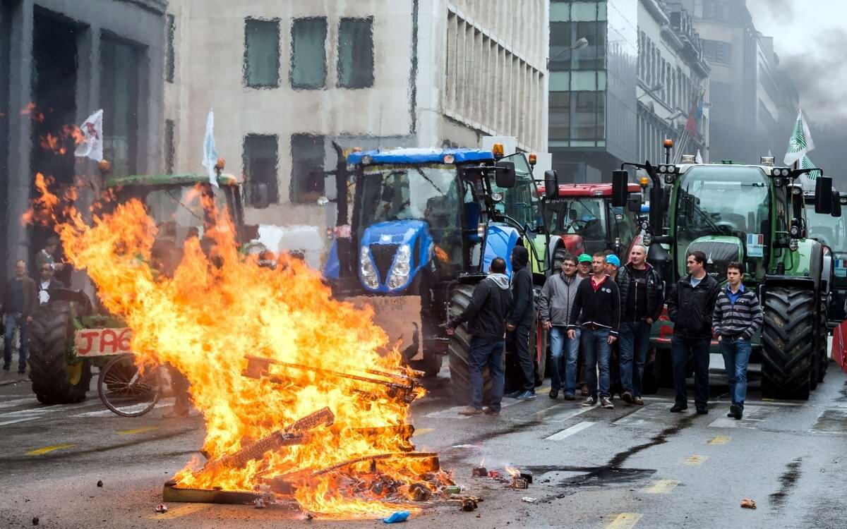 Протест фермеров в Брюсселе 