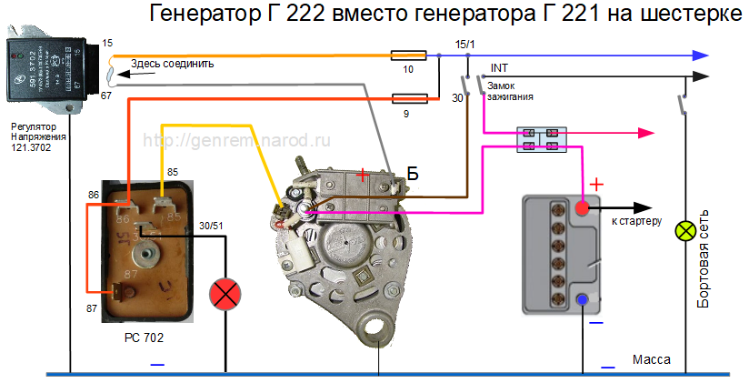 Как правильно подключить генератор на ваз 2106