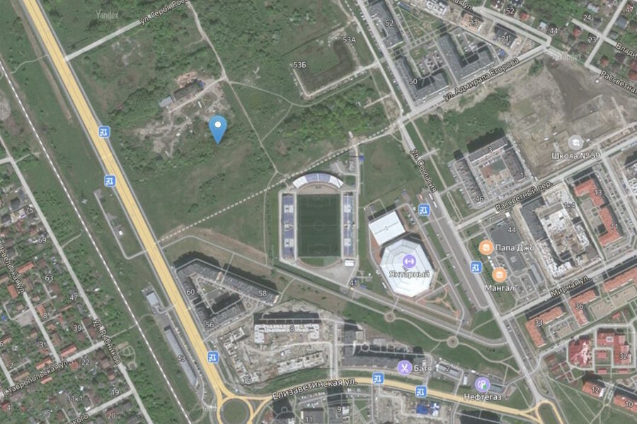 Расположение участков под застройку. Снимок: «Яндекс. Карты»