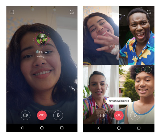 Пример видеочата в Instagram на Android