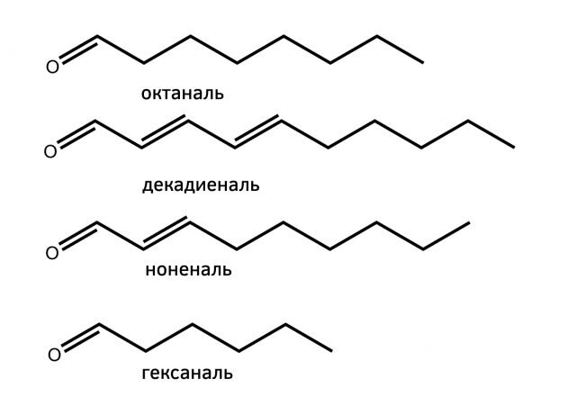 Продукты распада жиров, компоненты запаха жареного мяса