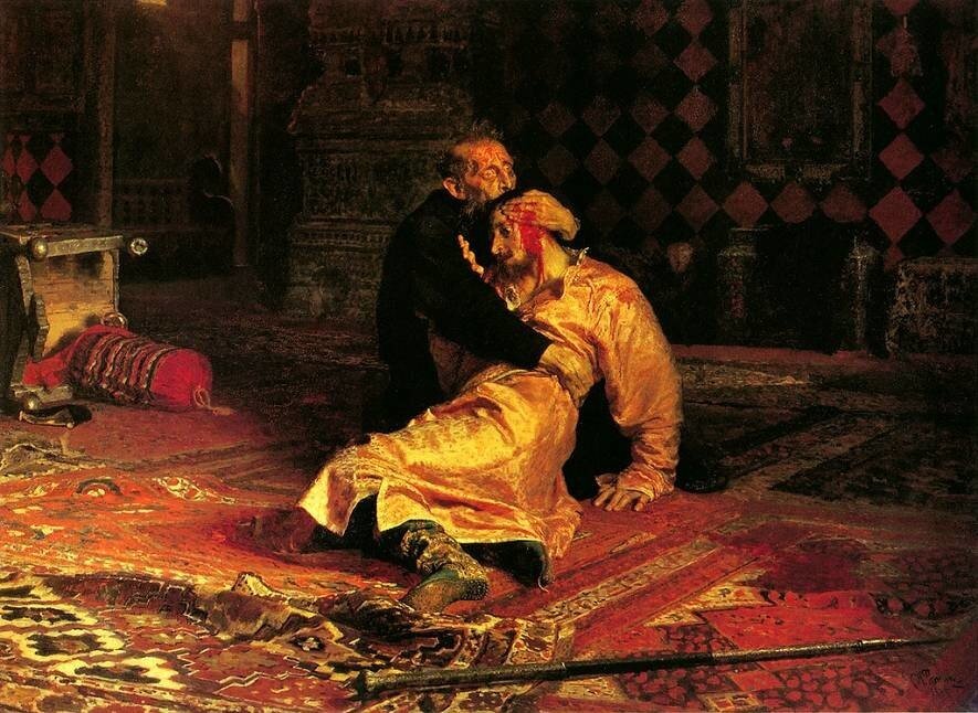 И.Репин, «Иван Грозный и сын его Иван 16 ноября 1581 года» (1885 г.) 