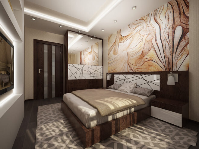Дизайн спальни 12 кв. метров в современном стиле. Фото 2016