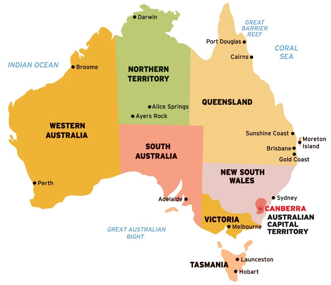 Территория Австралии на карте
