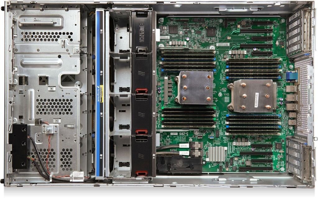 HP ProLiant ML350 Gen9 вид внутри