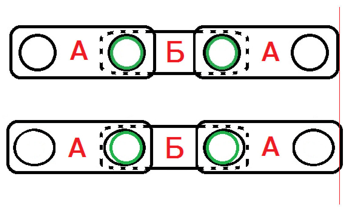 нормальная и растянутая цепь