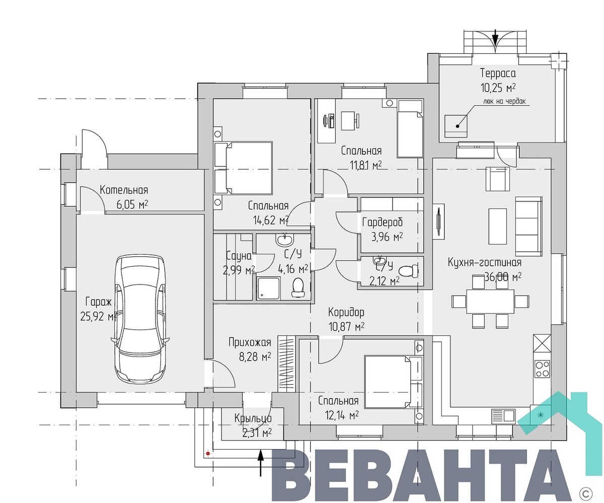 Планировка с указанием состава помещений и площадей