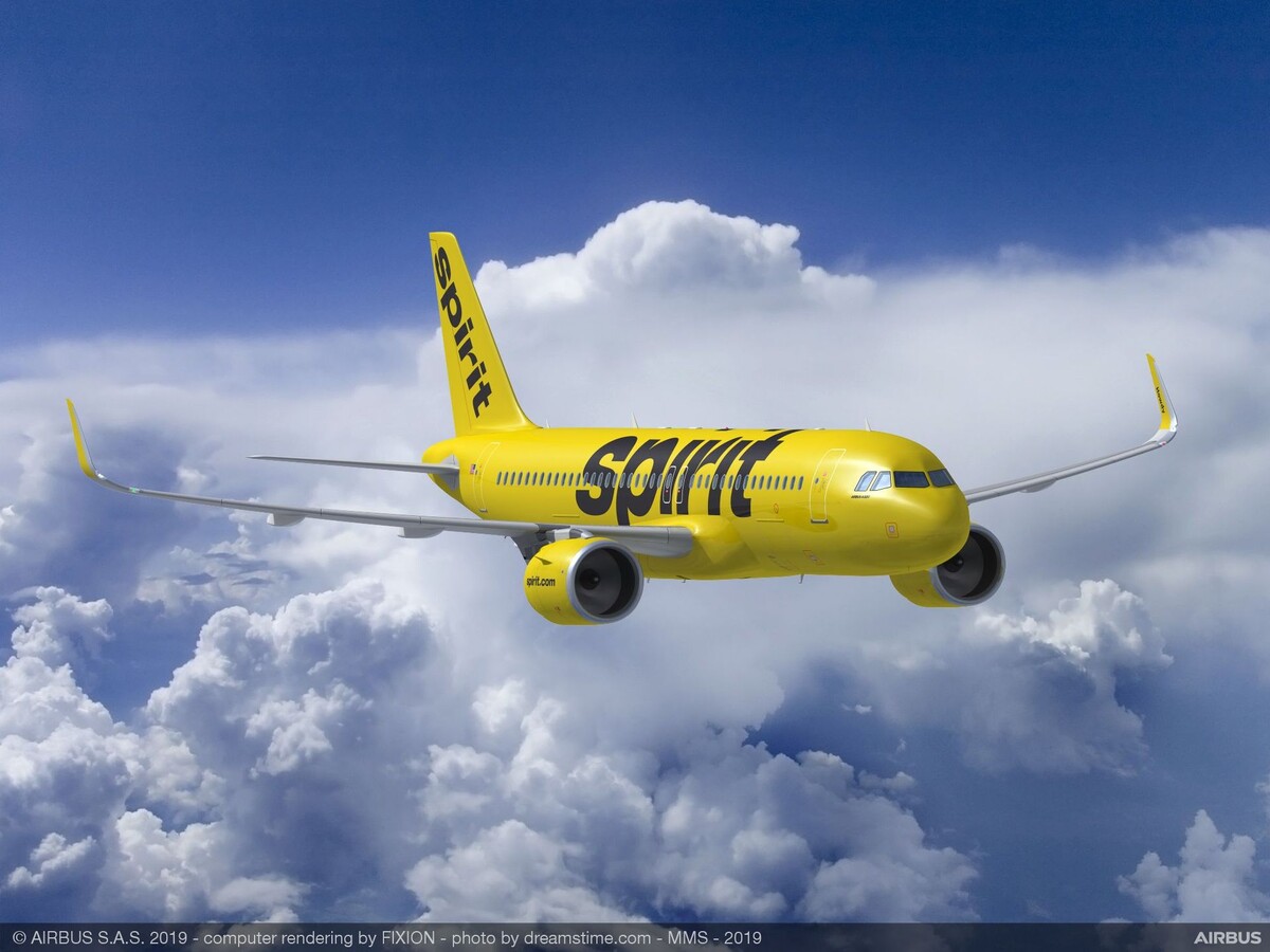 Созданный по случаю меморандума рендер Airbus A320neo в ливрее Spirit Airlines