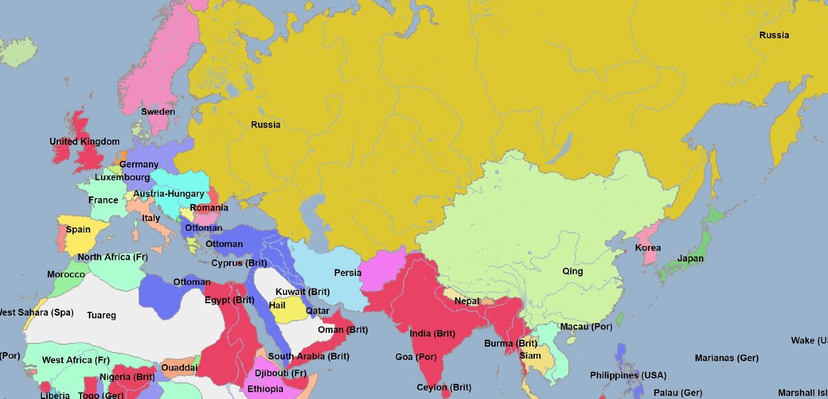 Карта евразии с государствами