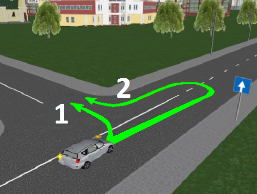 Вспомните ПДД. Разбираемся, по какой траектории из указанных водителю разрешено продолжить движение в данной ситуации