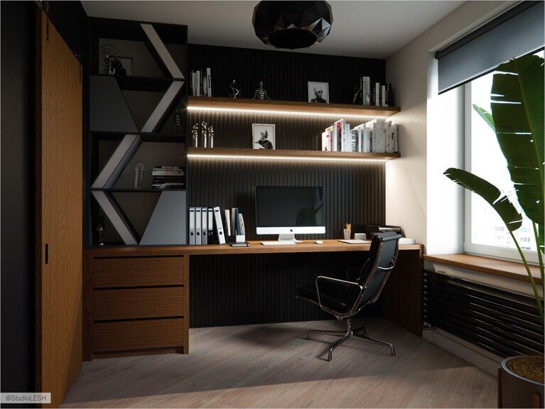 Пример оформления рабочей зоны в скандинавском стиле
Источник: https://lesh-84.ru/en/portfolio/morskoy_facad#&gid=2&pid=1