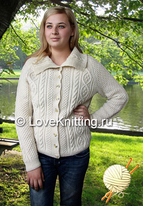 Жакет оригинальным узором