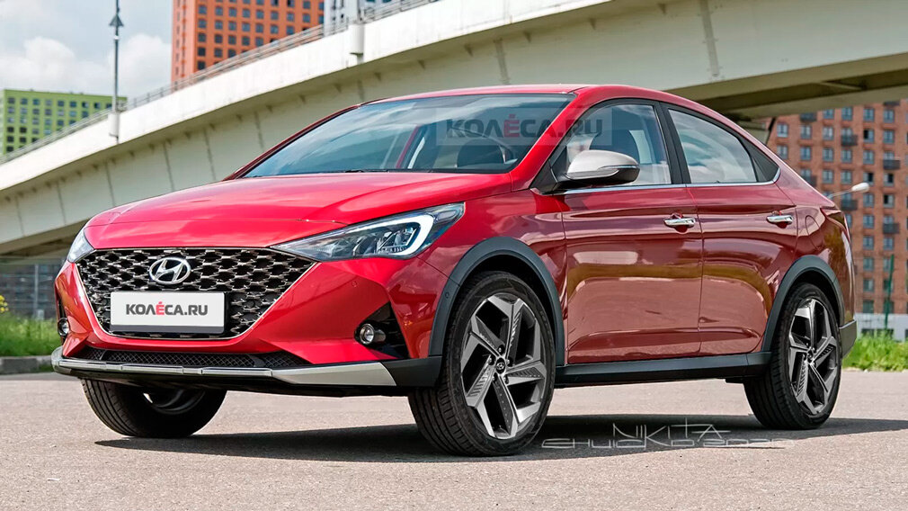 Рендеры кросс-седана Hyundai Solaris. Изображение: «Колеса.ru»