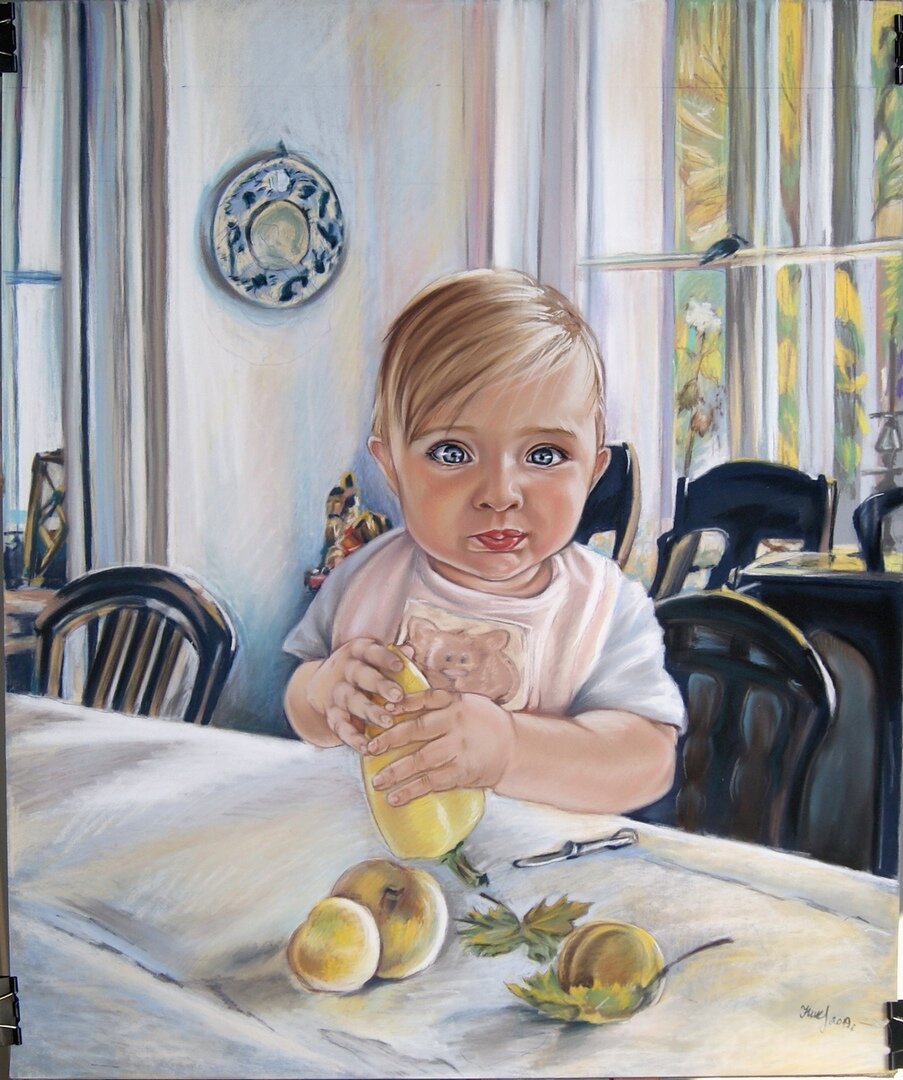 Портрет пастелью по мотивам ,,Девочка с песиком"