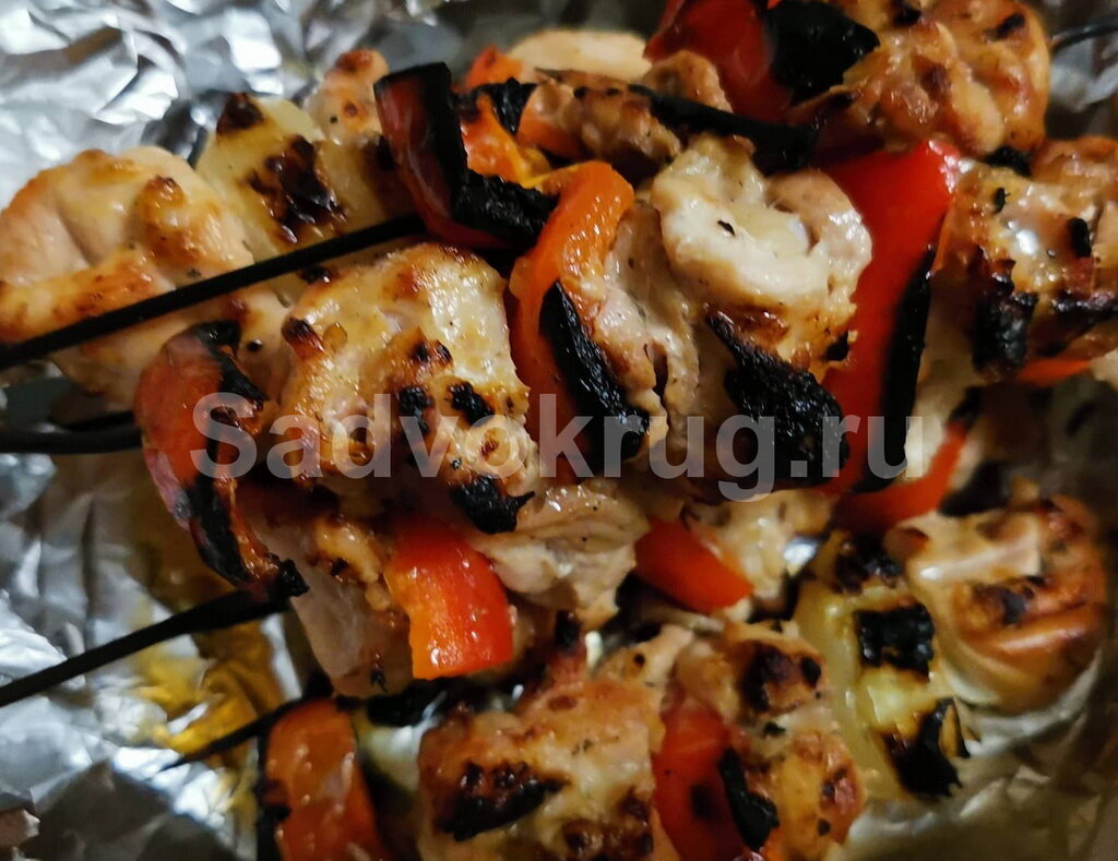Куриный шашлык на гриле.