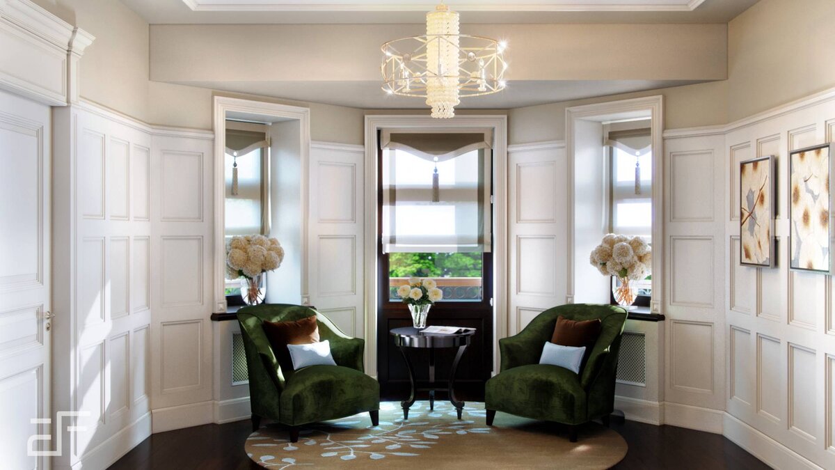 Дизайн интерьера загородного дома с стиле американская классика