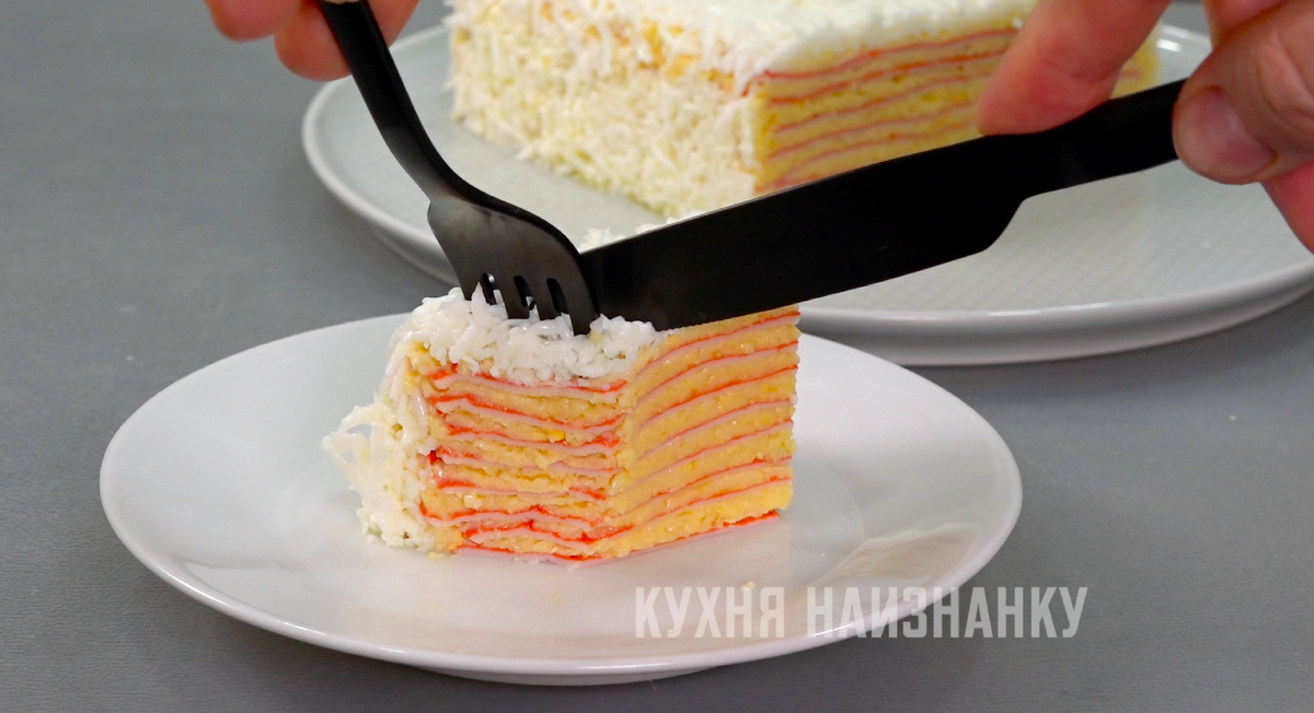 Праздничный закусочный тортик с крабовыми палочками "Снeгурoчка" Для его пригото