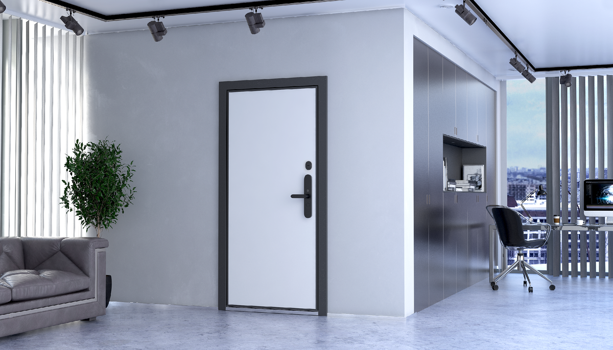 Дверь Electra Aqara от Portalle. Замок Aqara, панель Collori Ral 9005. Цена такой двери -     202 400 ₽.