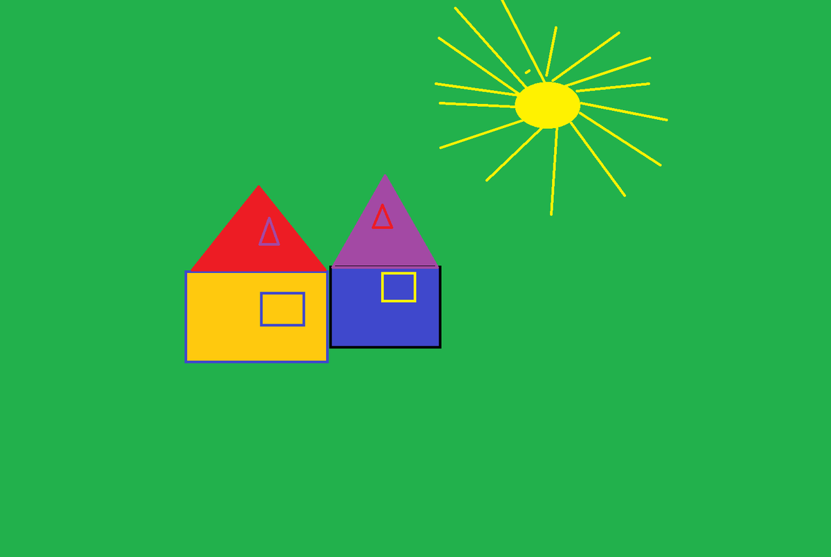 Это первая самостоятельна картина старшего сына (6 лет) в программе Paint.