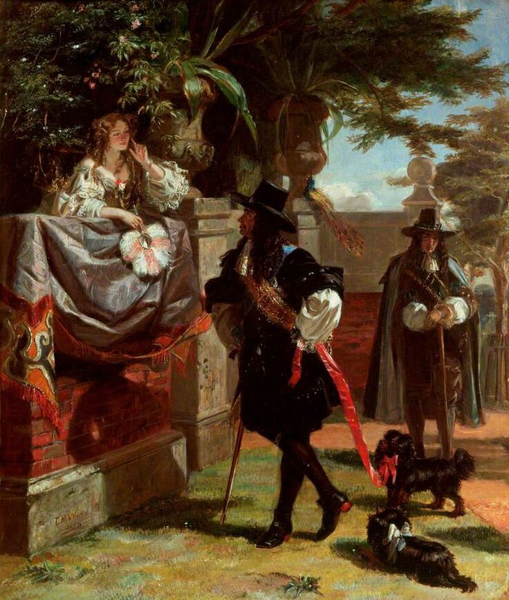 Charles II (1630-85) and Nell Gwynne (1650-87) , artist: Ward, Edward Matthew (1816-79)