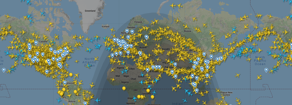 Сколько самолетов сейчас в небе карта