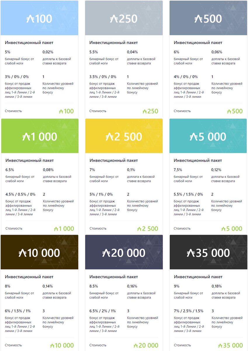 Инвестиционные пакеты компании