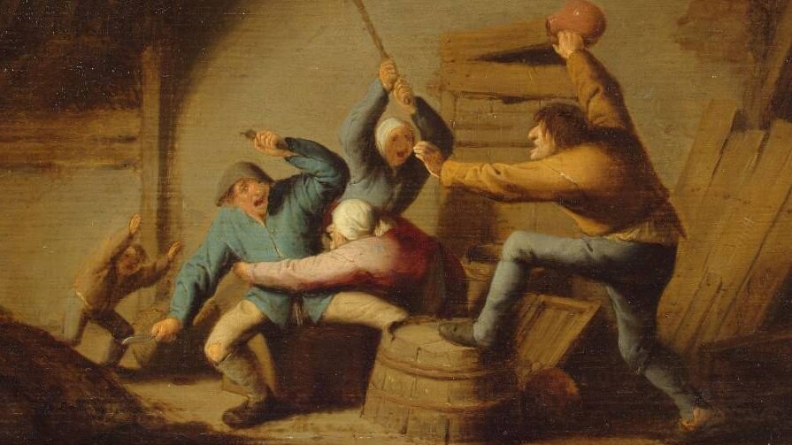 Адриан ван Остаде. Драка (фрагмент). 1637