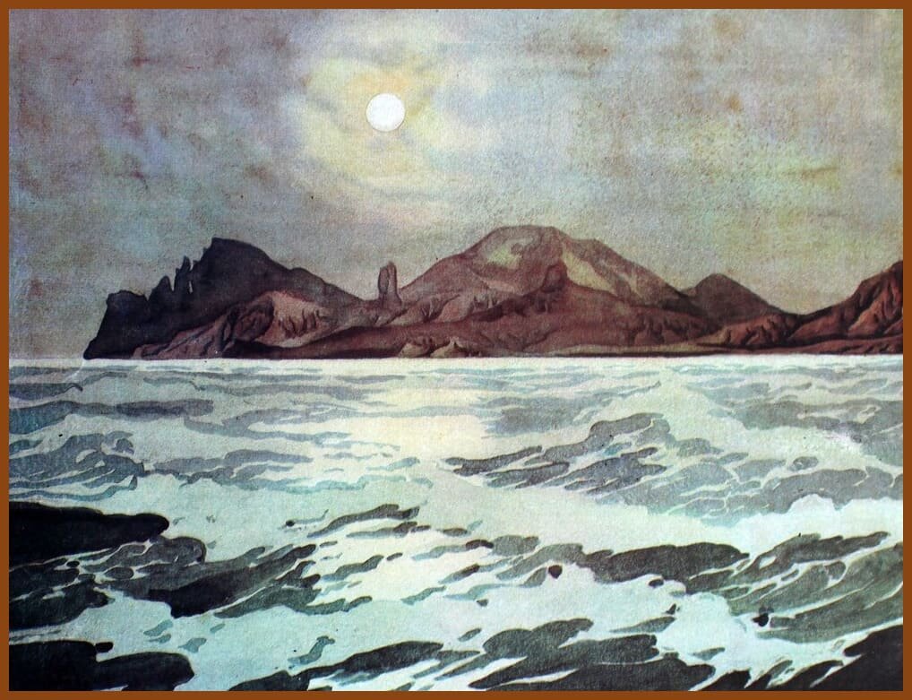 "Заливы гулкие земли глухой и древней" (бумага, акварель)1928 г.