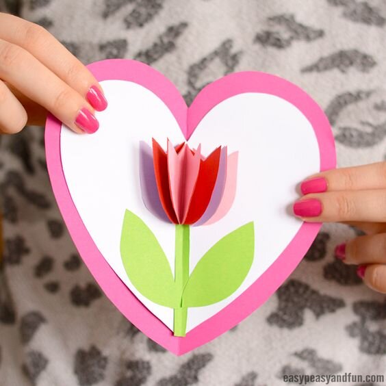 3Д открытка своими руками цветы на 8 марта