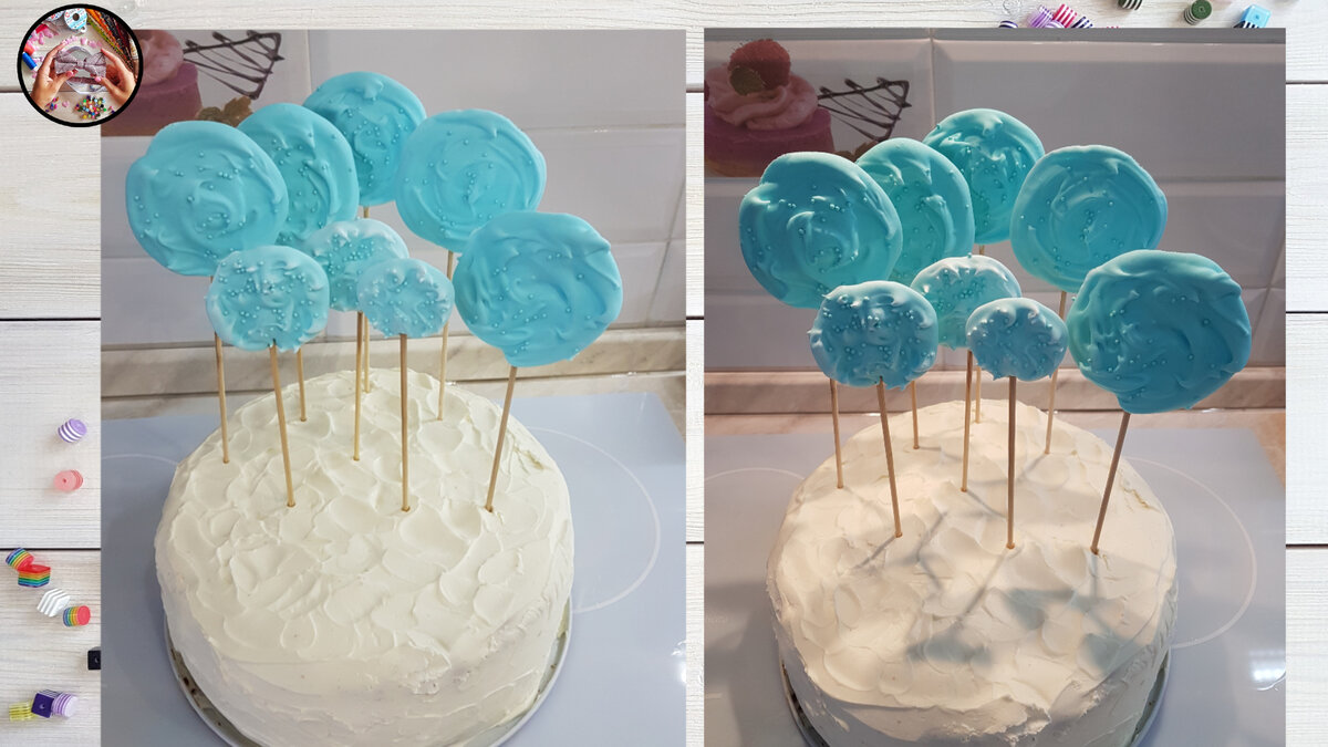 Это мой торт, который я пекла сама. Меренги на палочке тоже делала сама