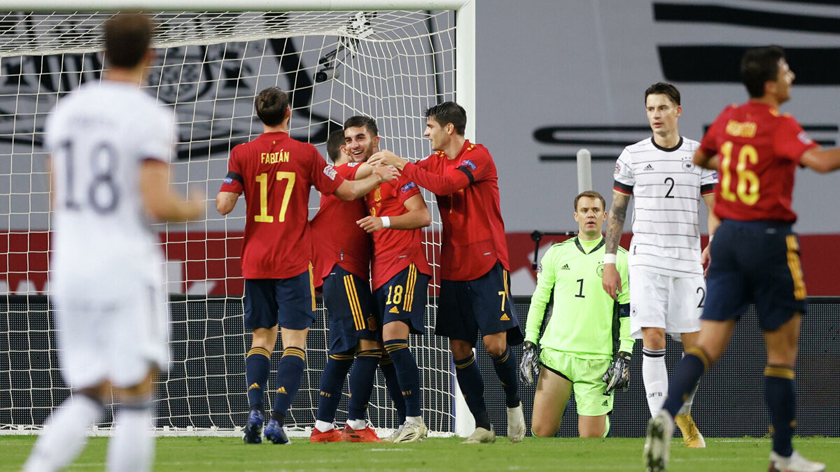 Матч 6 0. Германия Испания лига наций. Испания - Германия 1-1. Сборная Испания сборная Германия. Испания Германия 6-0.
